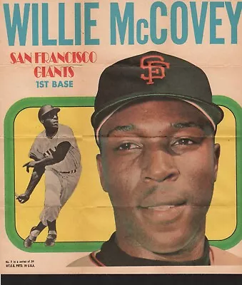 Vintage 1970 Topps Baseball Poster WILLIE MCCOVEY Pin-Up No. 7 Of 24 • $4