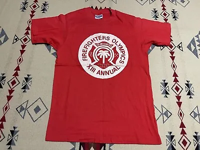 Vintage 1985 Miami Florida Firefighters & Police Olympics XIII T-Shirt Sz M R1 • $44.95