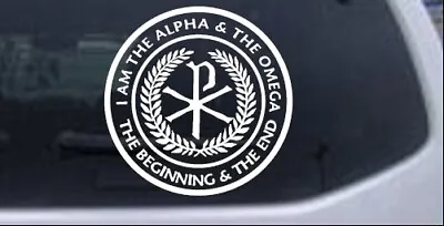 Chi Rho Monogram Alpha Omega Car Truck Window Laptop Decal Sticker White 4X4.0 • $6.10