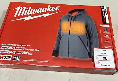 USED -  XL Milwaukee 306G-21 M12 Durable Carbon Fiber Heated Gray Hoodie Kit • $84.84