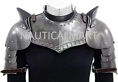 NauticalMart Medieval Armor Gorget Set With Pauldrons Shoulder SCA LARP Knight M • $210