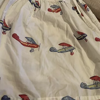 Pottery Barn Kids Vintage Airplanes Twin Dust Ruffle Bedskirt. White Red Blue • $18