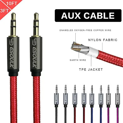 $5.95 • Buy Aux Cable 3.5mm Male To Male Auxiliary Audio Nylon Braided Cord For Car PC Phone