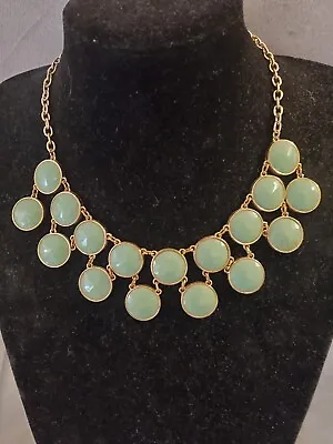 Elegant Mint Green Dangle Collar Necklace Gold Tone Chain • $8.99