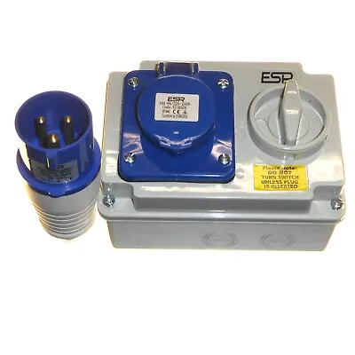 16 Amp Interlock Socket And Plug Set 3 Pin 230V IP44 Single Phase 16A Blue • £32.95