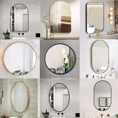 Large Wall Mounted Bathroom Mirror Round/Oval/Square Frame Glass Vanity Circle • £16.95