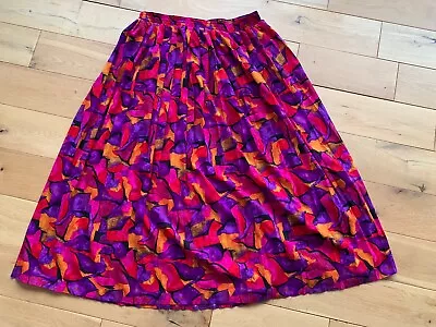 Opera Vintage Amazing 80s Purple Pink Orange MIDI Skirt Elasticated Waist • £6