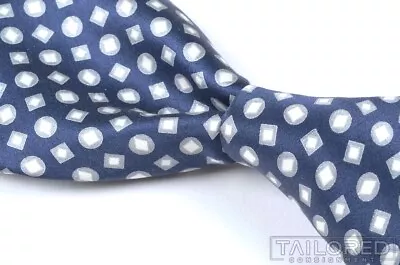 STEFANO RICCI Blue Geometric 100% Satin Silk Mens Luxury Tie - 3.75  • $51