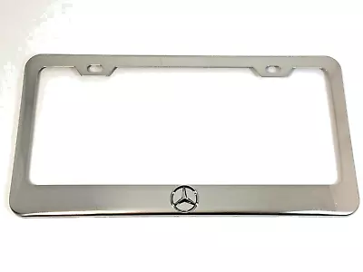 Mercedes Benz 3D Star Logo Chrome Stainless Steel License Plate Frame + Caps • $20.99