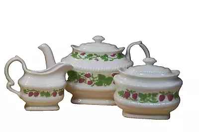 Vintage 1973 Strawberry Teapot Sugar Bowl And Creamer • $39.95