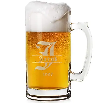Custom Glass Beer Mug - 16 Oz Beer Glass - Engraved Beer Cup Beer Gifts For Men • $18.95