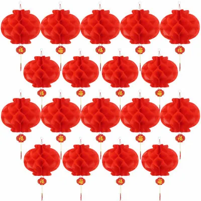 £6.99 • Buy 20X Chinese New Year Red Paper Lanterns Chinese Hang Lantern Hanging Decoration