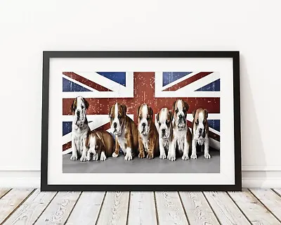 Bulldog Union Jack Photo Paper Excellent Poster Frame NOT Included All Sizes XXL • £12