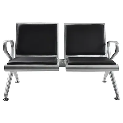 2-Seat Office Airport Waiting Room Chair Bank Barber Salon Hall Seat Steel Bench • $109.99