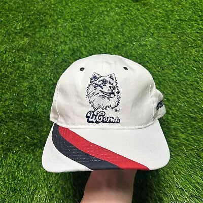 Vintage 90s UConn Huskies Starter Snapback Hat White University Basketball • $65