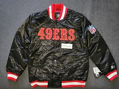 San Francisco 49ers Wordmark Black Satin Starter Jacket XL • $299.95