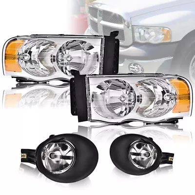 Amber/Chrome Headlights+Fog Lights Fit For 2002-2005 Dodge Ram 1500 2500 3500  • $102.60