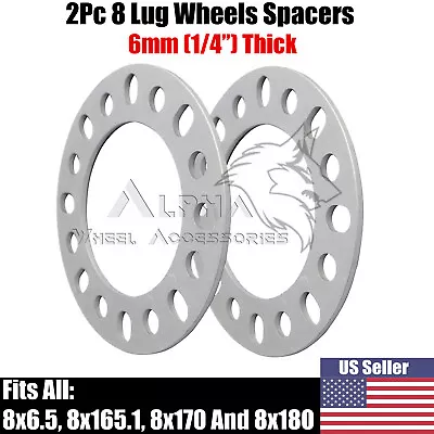 2Pc 8 Lug Wheel Spacers 1/4  Inch 6mm 8x6.5 (8x165.1) Fits Dodge Ram 2500 3500 • $19.95