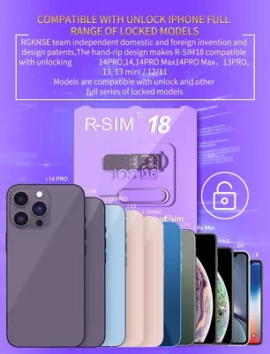 R-SIM18 RSIM 18 Nano Unlock Card For IPhone 14 Plus 13 12 11 Pro Max X XR IOS 16 • $13.56