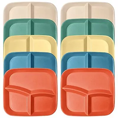 Adult Compartmentalized Dinner Plates 5-Piece Set Unbreakable Portion Control... • $25.08