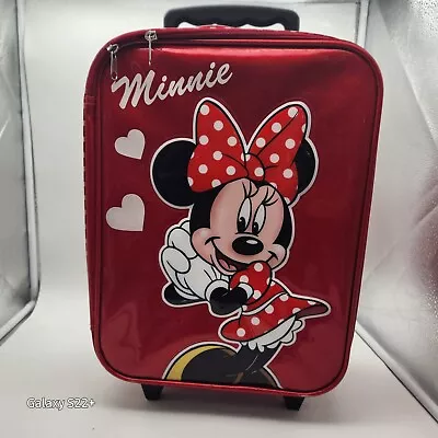 Authentic Disney Parks Minnie Mouse Soft Small Rolling Kid Suitcase Luggage Red  • $35