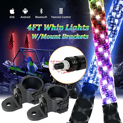 Pair 4FT Spiral LED Whip Lights Antenna+2X Mount Brackets For Can-Am Maverick X3 • $121.59