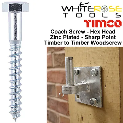 TIMCO Coach Screws Hex Head Zinc Plated Wood Screw Timber Lag Bolt M6-M12 • £16.75