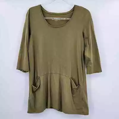 J. Jill Pure Jill Curved-Seam Tunic Womens Size Small Olive Green Front Pockets • $12.48