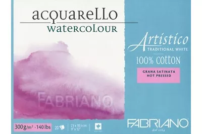 Fabriano Artistico Hot Pressed Watercolour Block Small (23x30.5cm) High White • £33.93