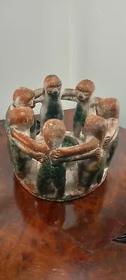 Aztec Mayan Circle Of Friends Candle Holder 7 Figures 8” X 9  Tall Never Burned. • $64.99