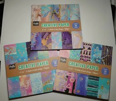 Creative Paper 6X6 Inch - 3 Designs Paper Pad - Card Stock Scrapbook Journal Art • £3.49