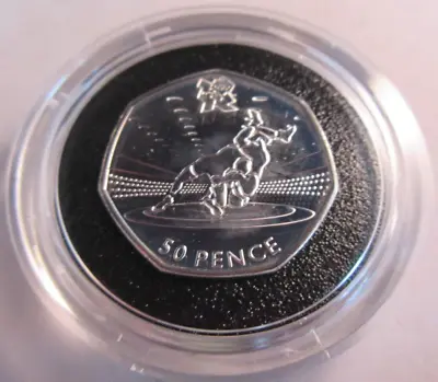 2011 OLYMPIC WRESTLING QUEEN ELIZABETH II UK SILVER BU 50p FIFTY PENCE BOX & COA • £59.99