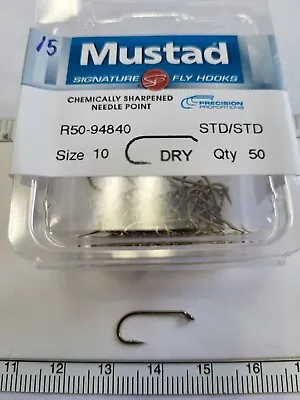 Mustad Dry Fly Hook    R50-94840    STD/STD  Size: 10  Qty 50  Fly Tying • $7.25