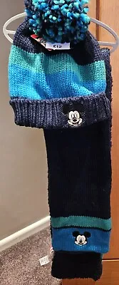 BNWT Disney Mickey Mouse Hat & Scarf Double Set Ages 3-6 Years. Free P And P • £9