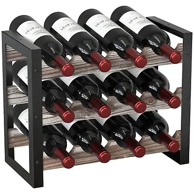 JACKCUBE Design Wine Rack Freestanding Floor 3 Tier Stackable 12 Wine Bottle ... • $32.90