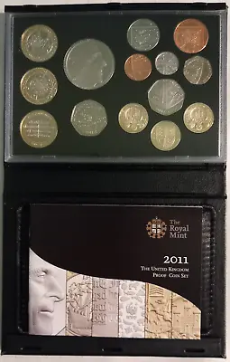 2011 Royal Mint Annual Proof Coin Set With COA Booklet And Black Leather Case. • £100