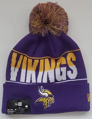 NWT Minnesota Vikings Beanie Pom Winter Knit Hat Rare On Field 2023 New Era. • $29.99