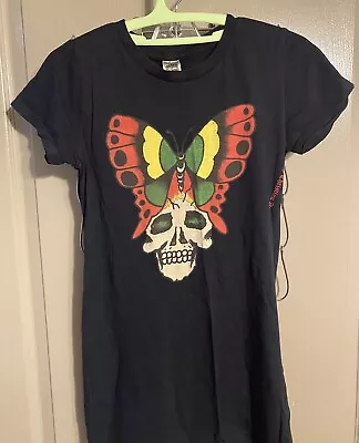 Women’s Ed Hardy Skull And Butterfly Black Tshirt Size L MUST SEE! • $17.99