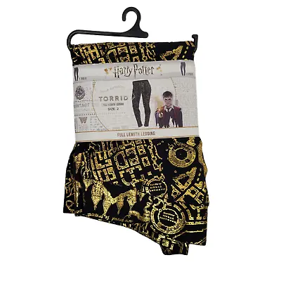 Torrid Harry Potter Legging Size 2 2XL Full Length The Marauders Map Black Gold  • $49.69