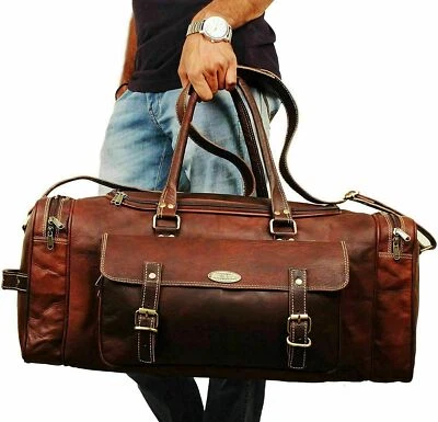 $55 • Buy Handmade LARGE Travel Bag Quality Vintage Leather Men's Duffel Weekend Gym Sport