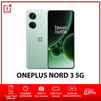 (Unlocked) OnePlus Nord 3 5G Dual SIM Android Mobile Phone - Green/16GB+256GB • $983.59