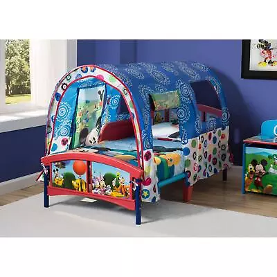 Toddler Bed Mickey Mouse Plastic Canopy Tent Blue Kids Boys Bedroom Furniture • $111.88