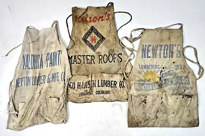 Vintage 1950s Canvas Lumber And Cement Company Aprons - Lot Of 10 • $159.99