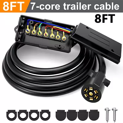 4ft 8ft Trailer Cord 7 Way Plug 7-Pole Inline Junction Box Wiring Harness Kit • $23.85