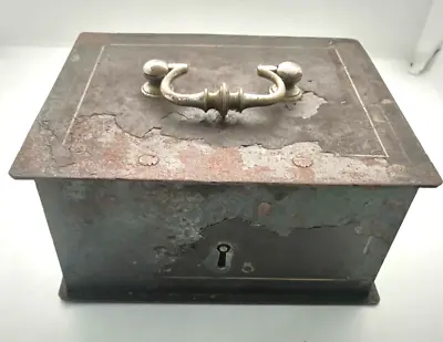 Vintage COFFER  Cast Iron Strong JEWELRY SAFE Box Deposit Box Money 70s *no Key • $45