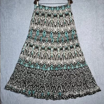 Bila Maxi Skirt Womens S Brown Turquoise Full A-Line Bohemian Artsy Long • $24.93