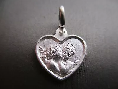 Vintage Sterling Silver **two Angels Kissing Heart Charm Pendant** #st24 • $6.99