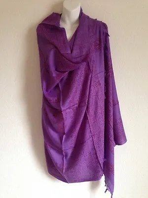 Om Yoga Meditation Prayer Purple Shawl Cotton Scarf Large Wrap Handmade Nepal • $16