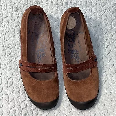 Merrell Plaza Bandeau Mary Janes Suede Shoes Tan Brown Women's 9.5 • $25