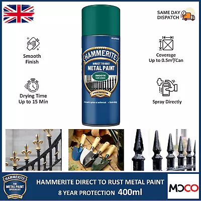 Hammerite Direct To Rust Metal Spray Paint Quick Dry Aerosol All Colours 400ml • £13.25